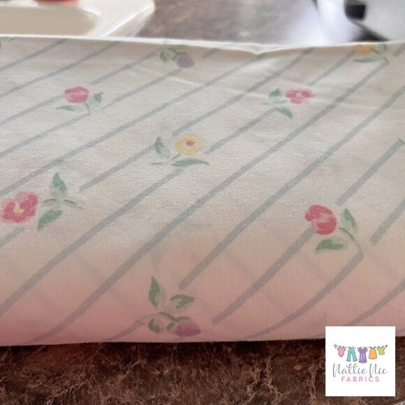 jcpenney Other - Vintage Queen Size Flat sheet in beautiful diagonal stripe rose floral, JC Penne